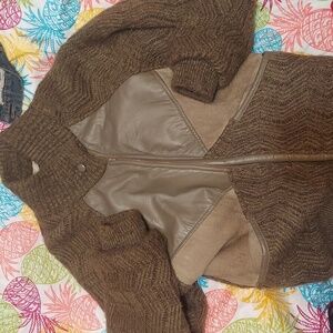 Insane vintage score! Leather , mohair, sherpa. Lux cardigan by saxony